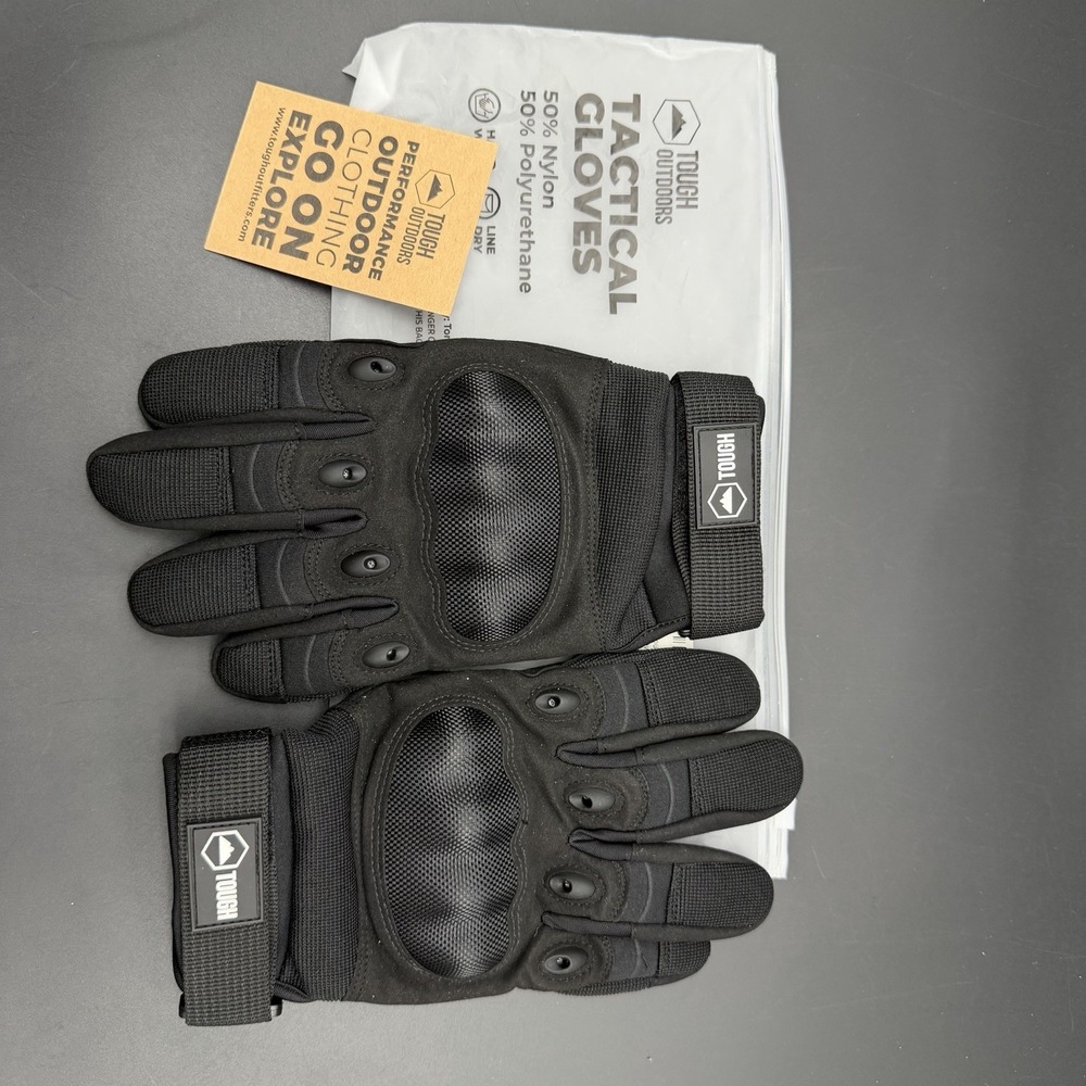 New Tough Outdoors Tactical Gloves Medium Black Hard Knuckle Combat Airsoft